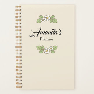 Agenda Floral minimalista personalizada Feminina Diária