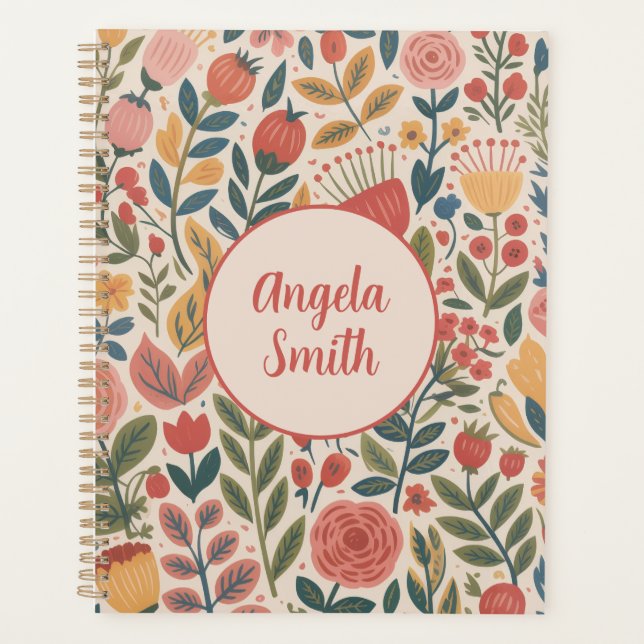 Agenda Floral Moderno Bege (Frente)