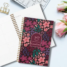 Agenda Floral Monograma Personalizado Temperamental