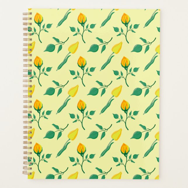 Agenda Floral pattern with yellow rose and tulip flowers (Frente)