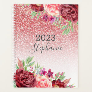 Agenda Floral Personalizado com Cor de Água da Glitter Do