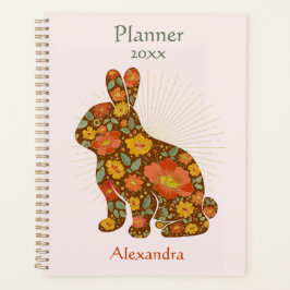 Agenda Floral Personalizado Da Glitter Dourada Bunny