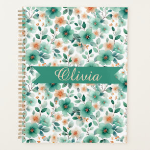 Agenda Floral Personalizado Verde Primavera Vintage
