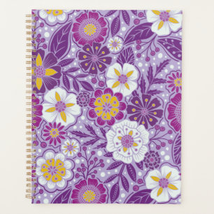 Agenda Floral púrpura, amarela e magenta