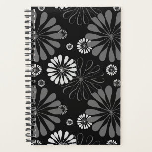 Agenda Floral Retro Preto e Branco
