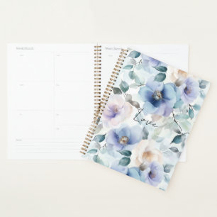Agenda Floral Romântico de Lavanda Azul Roxo