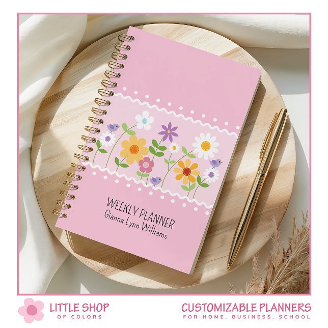Agenda Floral Rosa Personalizável (Criador carregado)