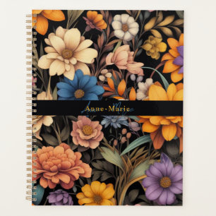 Agenda Floral rustic vintage elegante preto