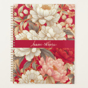 Agenda Floral rustic vintage elegante vermelho
