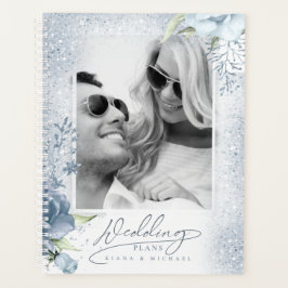 Agenda Floral Sparkles Wedding Dusty Blue ID889