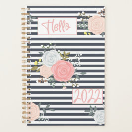 Agenda Floral Stripe Bonito 2022 Planeador para Ela