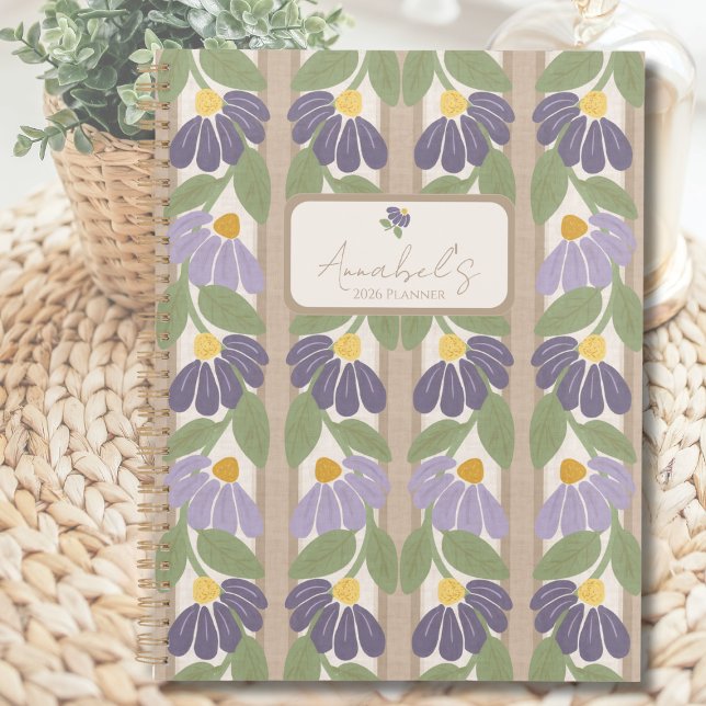 Agenda Floral Striped Personalized Planner (Floral Striped Personalized Planner by Blissful Learning)