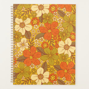 Agenda Floral Verde Laranja e Verde Oleícola, Retro 60/70