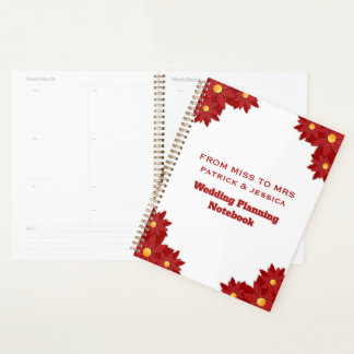 Agenda Floral Vermelho e Dourado Geométrico
