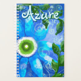 Agenda Flores Abstrato Azuis Verdes Florais Personalizada