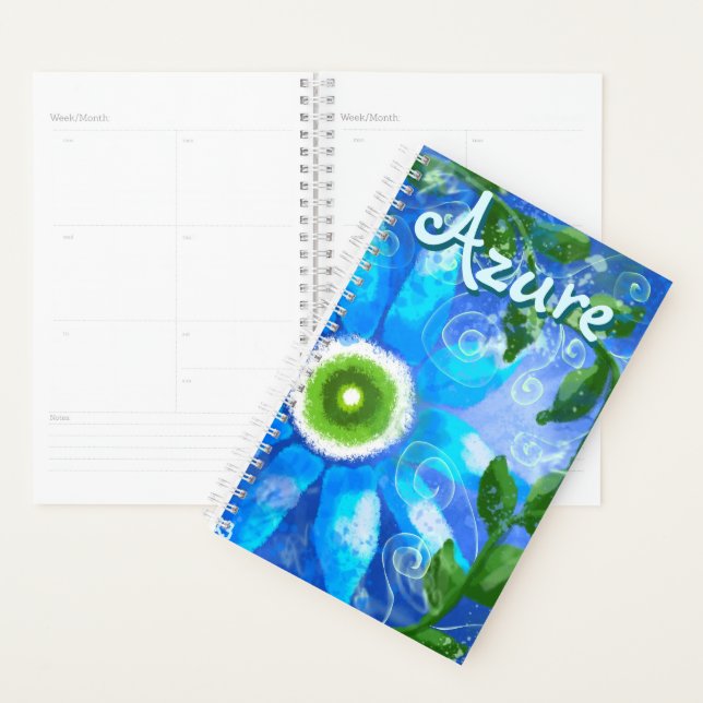 Agenda Flores Abstrato Azuis Verdes Florais Personalizada (Exibição)