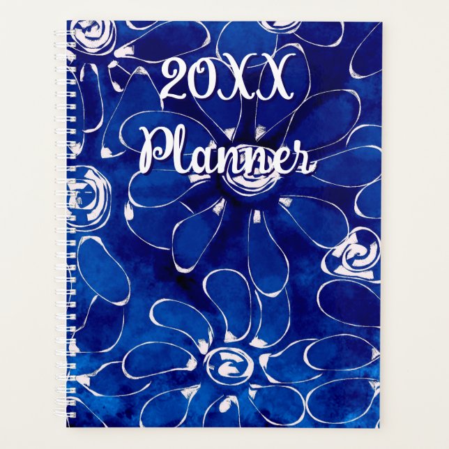 Agenda Flores abstrato Daisies Blue White Daisy Floral (Frente)