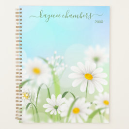 Agenda Flores Amarelas e Brancas Personalizadas Elegantes