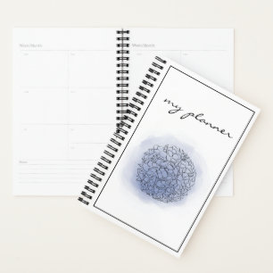 Agenda Flores Azuis de Pastel Modernas de Aquarelas Quadr