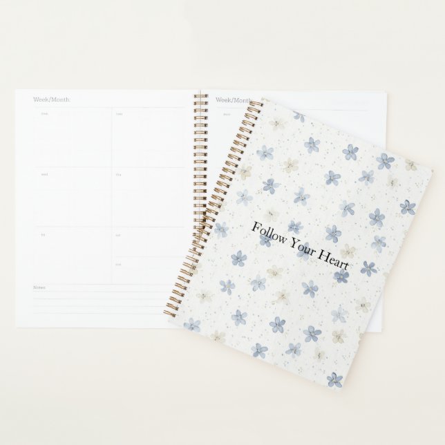 Agenda Flores Azuis Elegantes Creme   (Exibição)