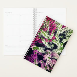 Agenda Flores brancas, cor-de-rosa e roxas