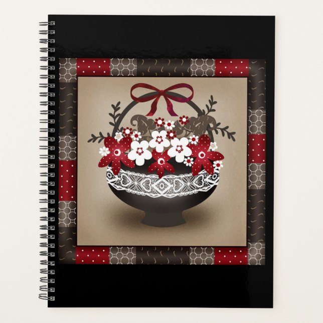 Agenda Flores cesto de cadarço de cadarço design floral s (Frente)