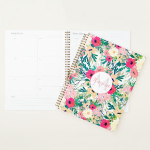 Agenda Flores Coloridas bonito Botânicas Brancas