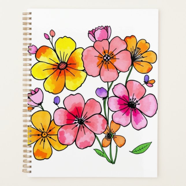 Agenda Flores Coloridas Funky (Frente)
