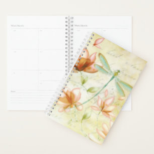 Agenda Flores cor-de-rosa e libélula
