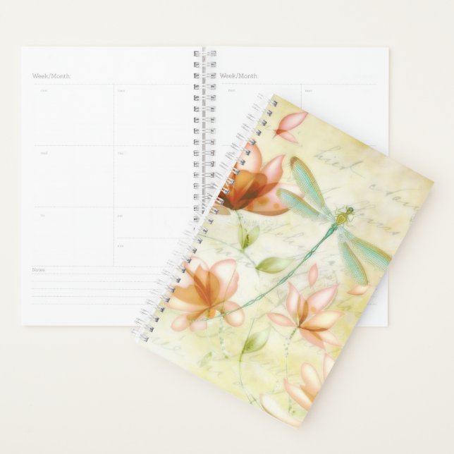 Agenda Flores cor-de-rosa e libélula (Exibição)