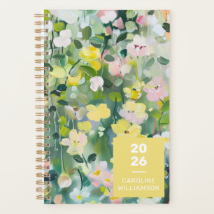 Agenda Flores da Pradaria Amarelo Verde Nome Personalizad