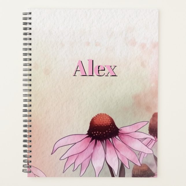 Agenda Flores Dazy de Aquarela Moderna & personalizar (Frente)