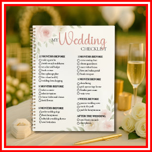 Agenda Flores de Aquarela Casamento Lista de Verificação