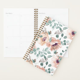 Agenda Flores de Aquarela Chic Blush