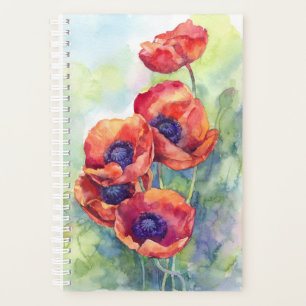 Agenda Flores de aquarela flores vermelhas ilustrações
