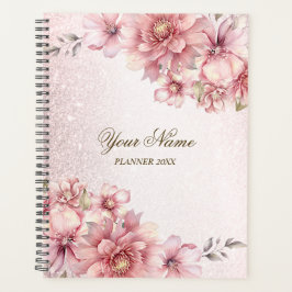 Agenda Flores de Aquarela Rosa-Partidárias Brilhantes Mod