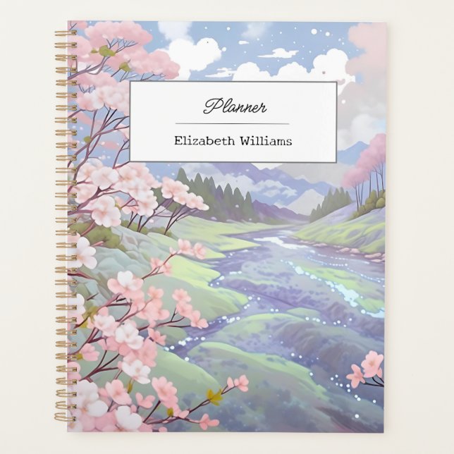 Agenda Flores de Cereja Personalizadas Pastel Watercolor (Frente)