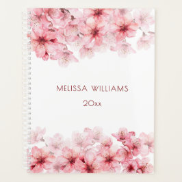 Agenda Flores de Cerejeira Rosa Branco Personalizado