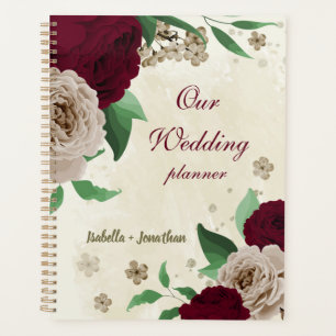 Agenda flores de champanhe bordô casamento