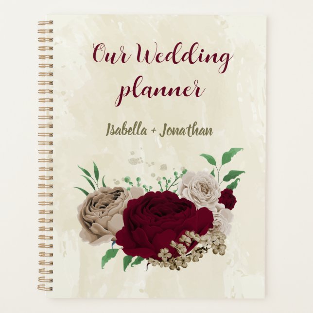 Agenda flores de champanhe da Borgonha casamento (Frente)