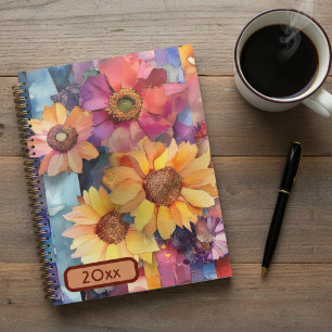 Agenda Flores de colagem de papel rasgadas 20XX Planejado