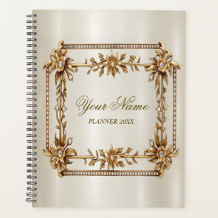 Agenda Flores de Dimons de Retângulo de Ornamentado Doura
