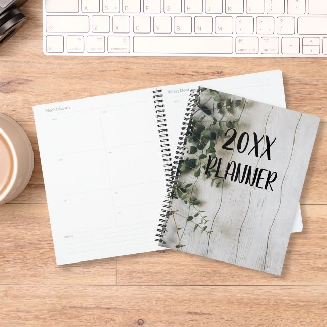 Agenda Flores de Eucalipto em Madeira Rústica (Criador carregado)