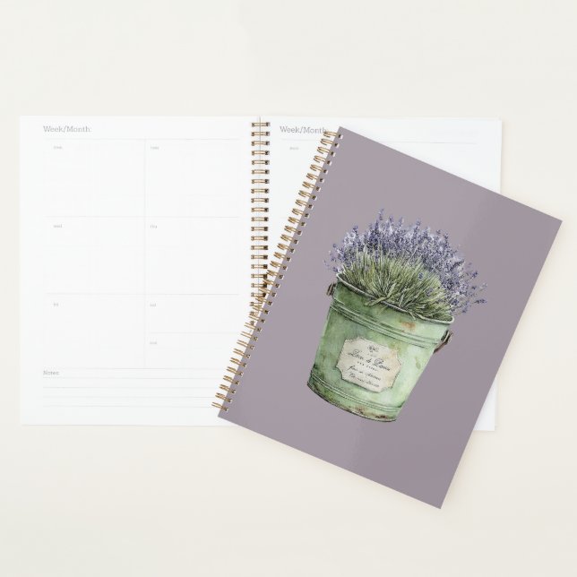 Agenda Flores de Lavanda Balde Verde (Exibição)