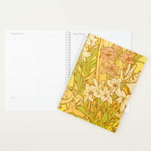 Agenda Flores de lírio Art Nouveau de Alfonse Mucha