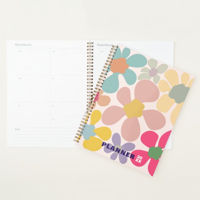 Agenda Flores De Ondas Retro Pastel (Exibição)