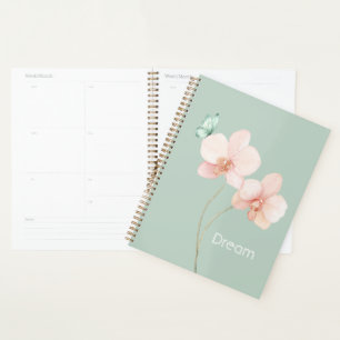 Agenda Flores de Orquídea Rosa Borboleta de Hortelã Sonho