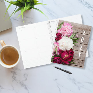 Agenda Flores De Pedônias De Jardim Na Madeira Rústica