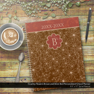 Agenda Flores-do-campo Brown Red Personalised School