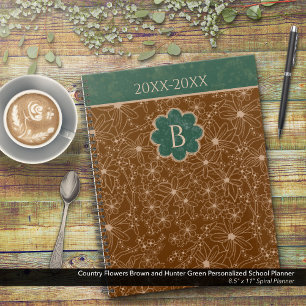 Agenda Flores-do-campo Rustic Brown Green Personalizado